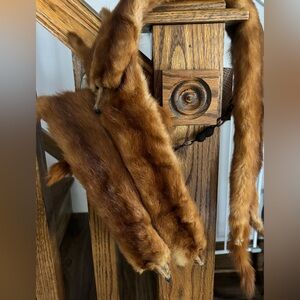 Vintage Red Mink Fur Stole - this is NOT faux.